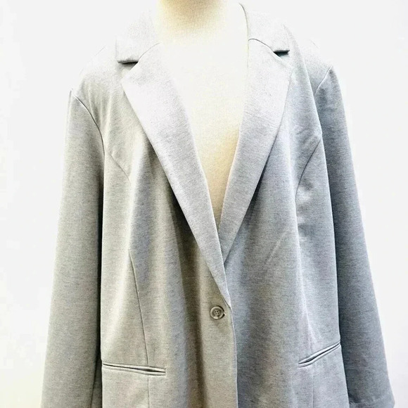 NWT NINE WEST Women Long Sleeve One Button Collared Gray Career Jacket Size 3X - Picture 1 of 15